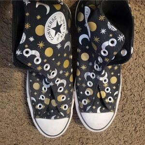 Converse Black and Gold Starry High-Top Sneakers
